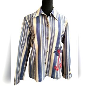 Vintage Sag Harbor Sport Denim Chambray Stripes button up Small
